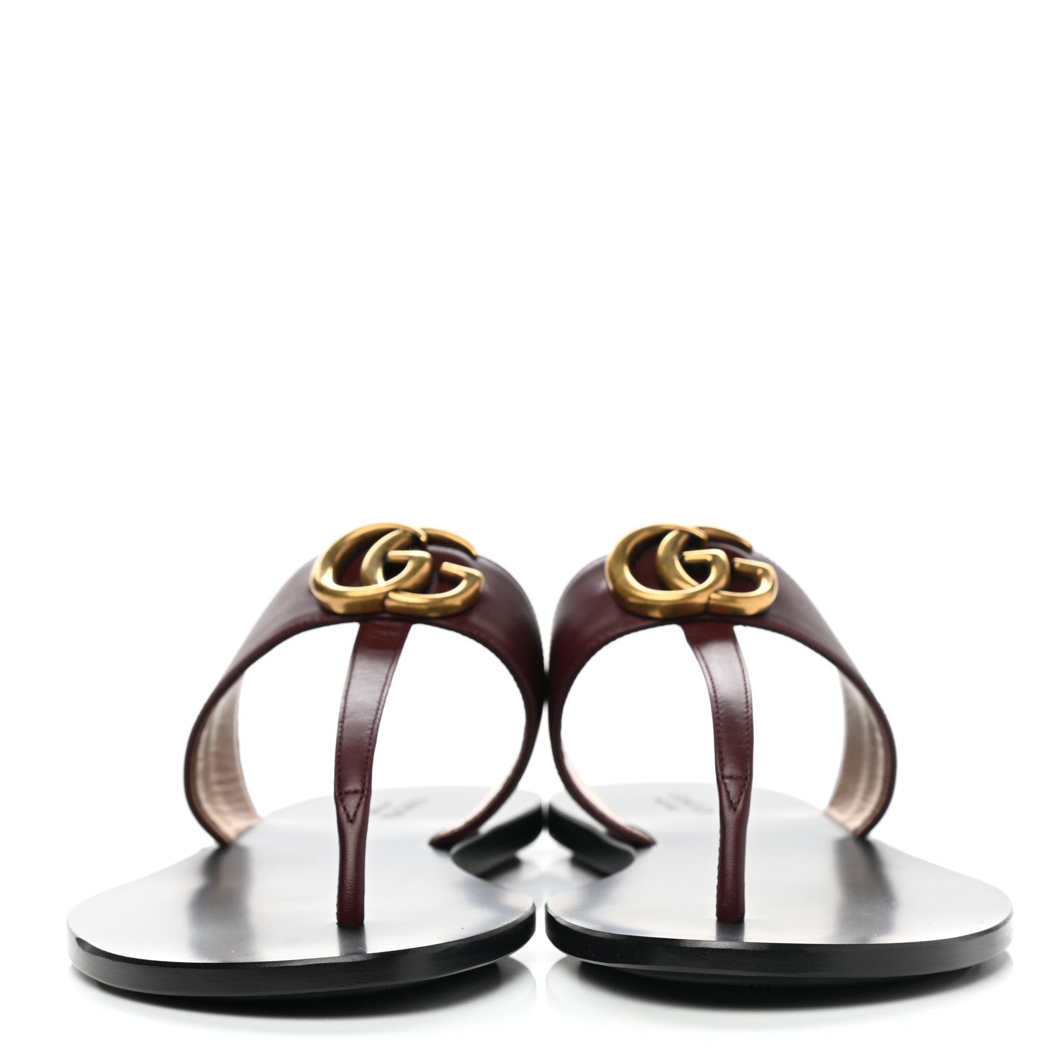 Gucci Calfskin GG Marmont Thong Sandals 39 Vintage Bordeaux 2 of 6
