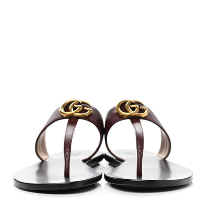 Gucci Calfskin GG Marmont Thong Sandals 39 Vintage Bordeaux 2 of 6