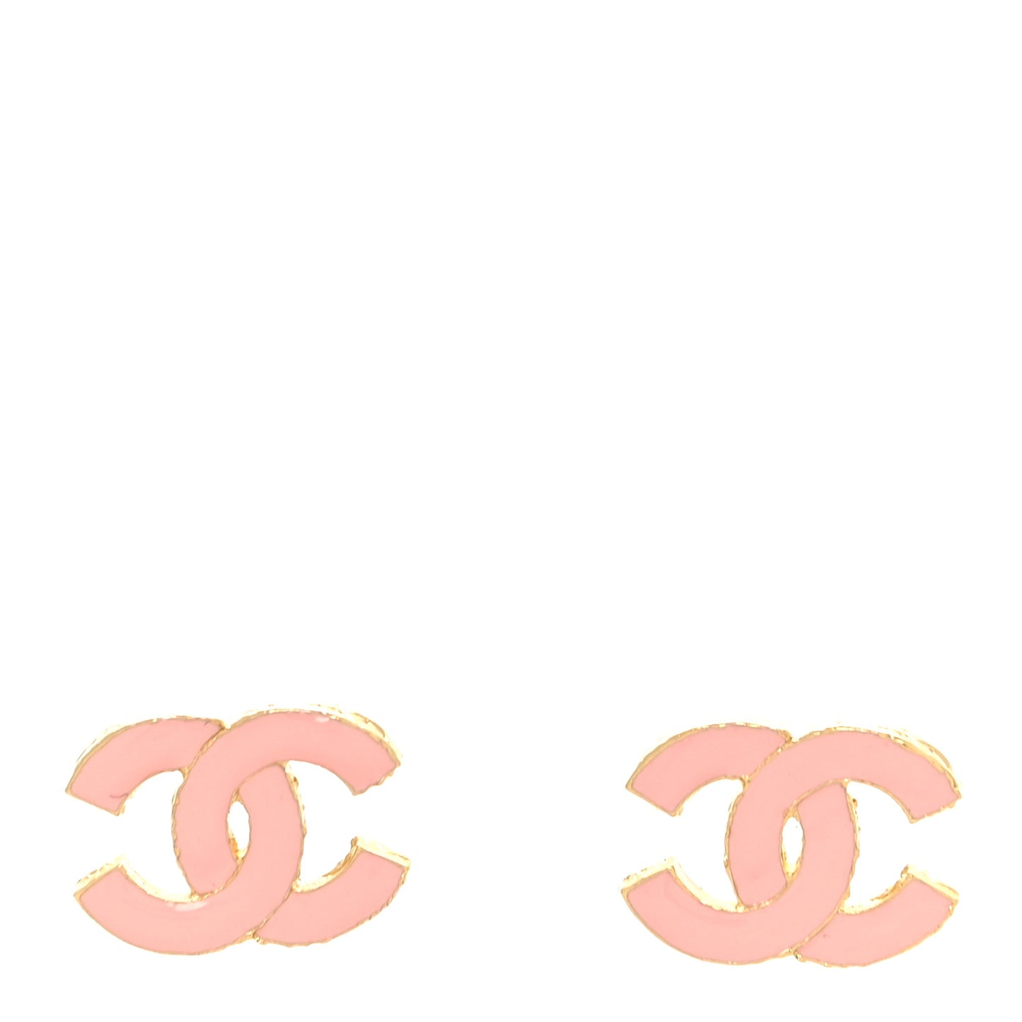 Metal Enamel CC Earrings Pink Gold