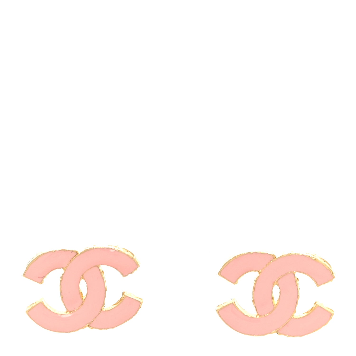 Chanel Metal Enamel CC Earrings Pink Gold 1 of 4