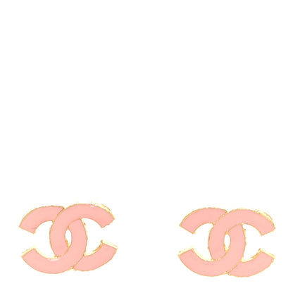 Chanel Metal Enamel CC Earrings Pink Gold 1 of 4