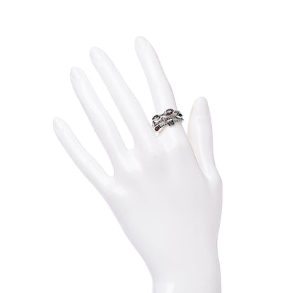 David Yurman Sterling Silver Garnet Amethyst Iolite Tourmaline Berry Confetti 3 Row Ring 52 6 2 of 5