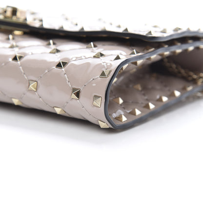 Valentino Garavani Patent Rockstud Spike Wallet on Chain Poudre 8 of 10