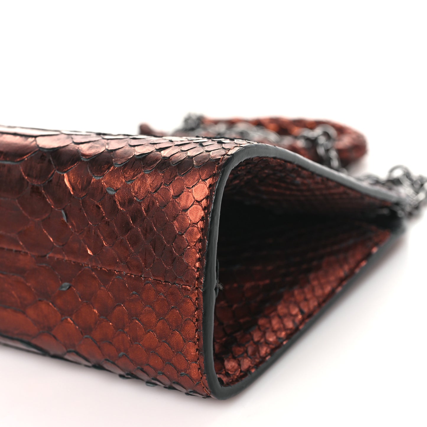 Snakeskin Small Cosmo T Lock Chain Bag Rust