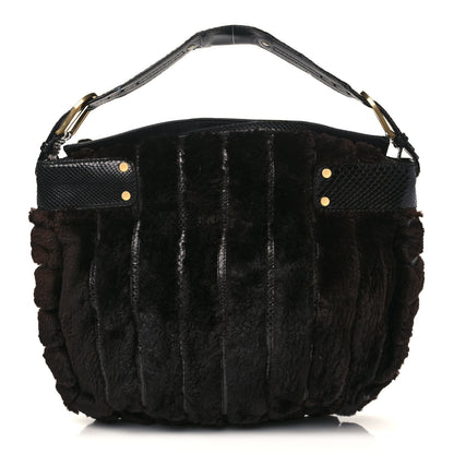 Jimmy Choo Mink Fur Snakeskin Hobo Brown 1 of 13
