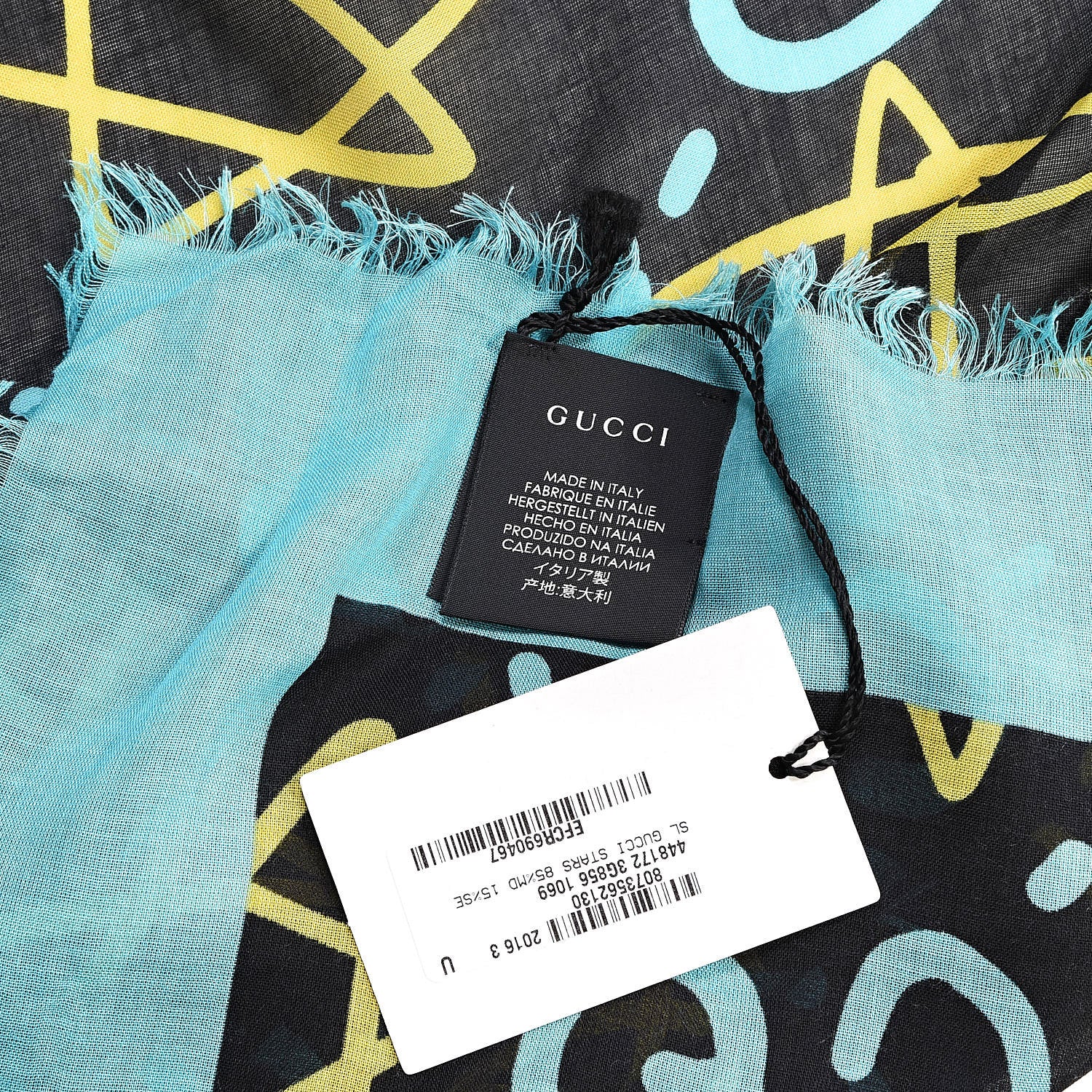 Gucci Modal Silk GucciGhost Print Shawl Black Multicolor 5 of 5