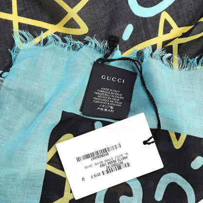 Gucci Modal Silk GucciGhost Print Shawl Black Multicolor 5 of 5