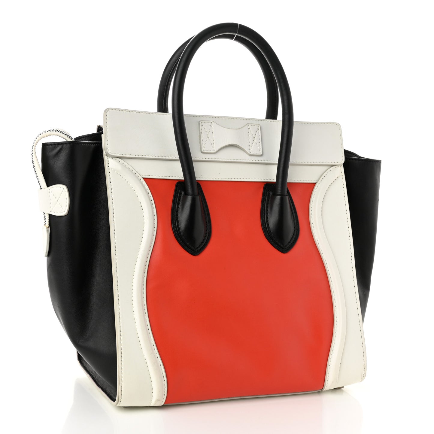 Smooth Calfskin Mini Tri-Color Luggage Vermillion