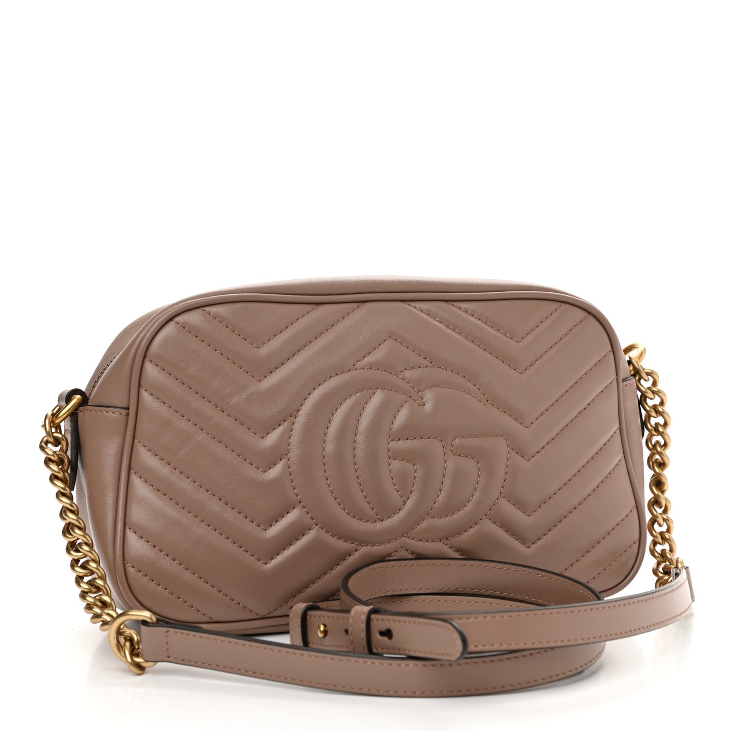 Calfskin Matelasse Small GG Marmont Chain Shoulder Bag Porcelain Rose