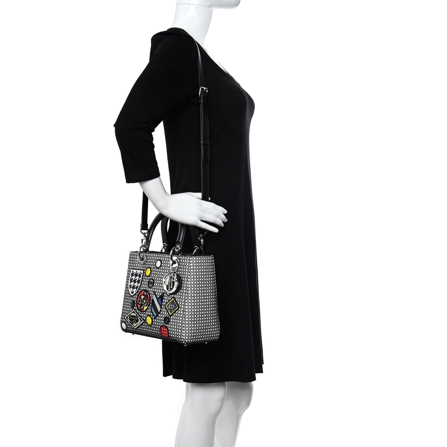 Micro-Cannage Smooth Calfskin Medium Lucky Badges Lady Dior Multicolor