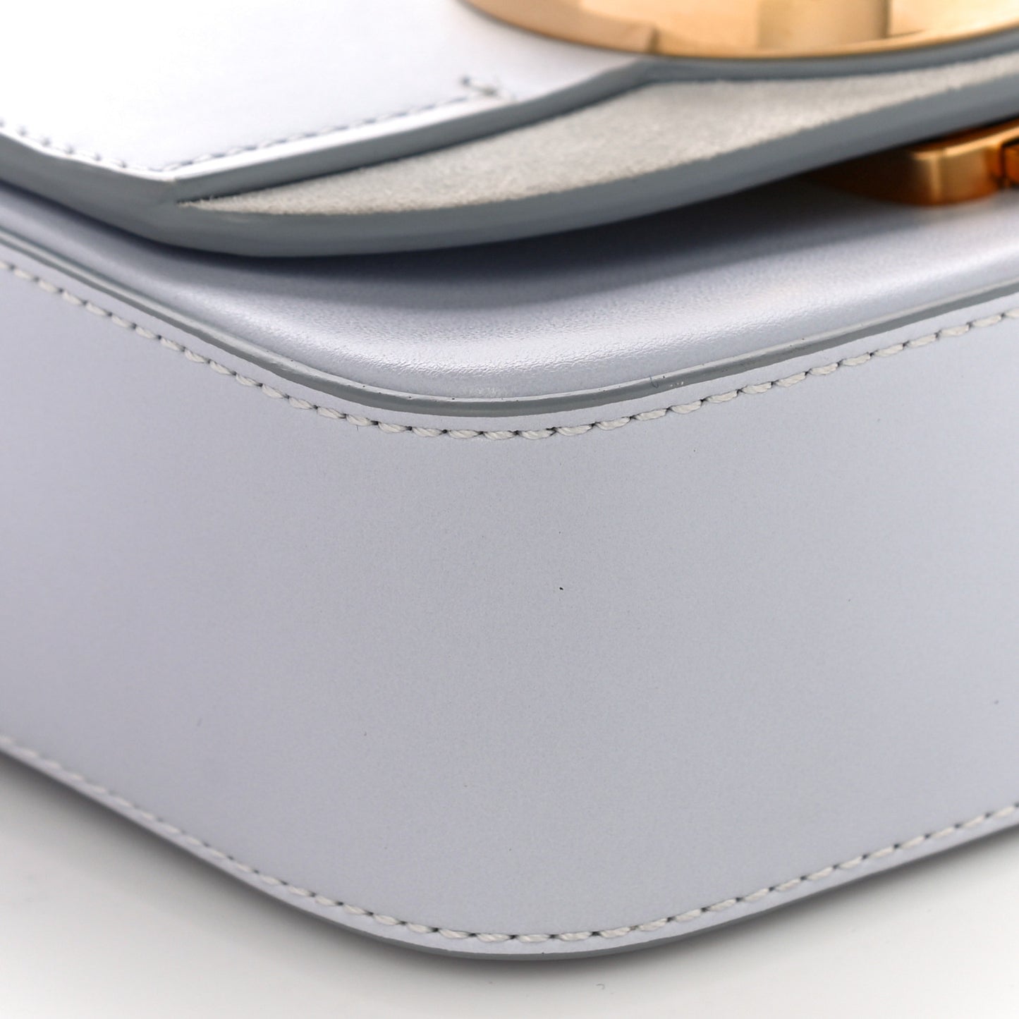 Shiny Calfskin Suede Mini C Double Carry Cloudy Blue