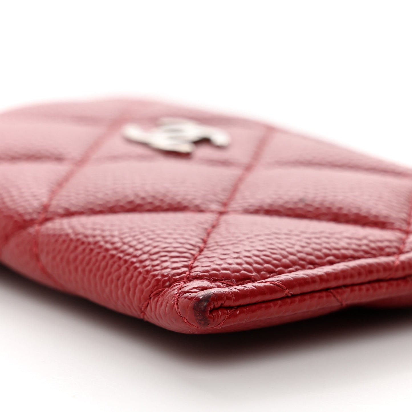 Caviar Quilted Card Holder Red