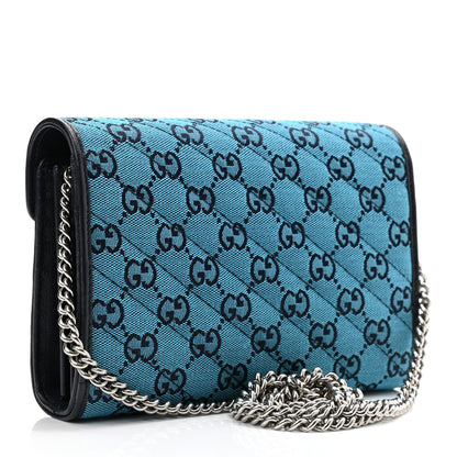 Gucci Monogram Multicolor Matelasse Diagonal GG Marmont Chain Wallet Light Blue 3 of 10