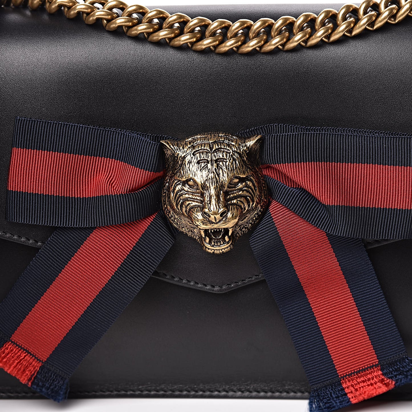 Nappa Sylvie Web Tiger Broadway Shoulder Bag Black