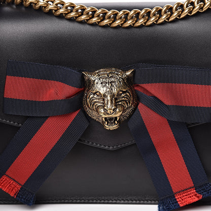 Gucci Nappa Sylvie Web Tiger Broadway Shoulder Bag Black 10 of 15