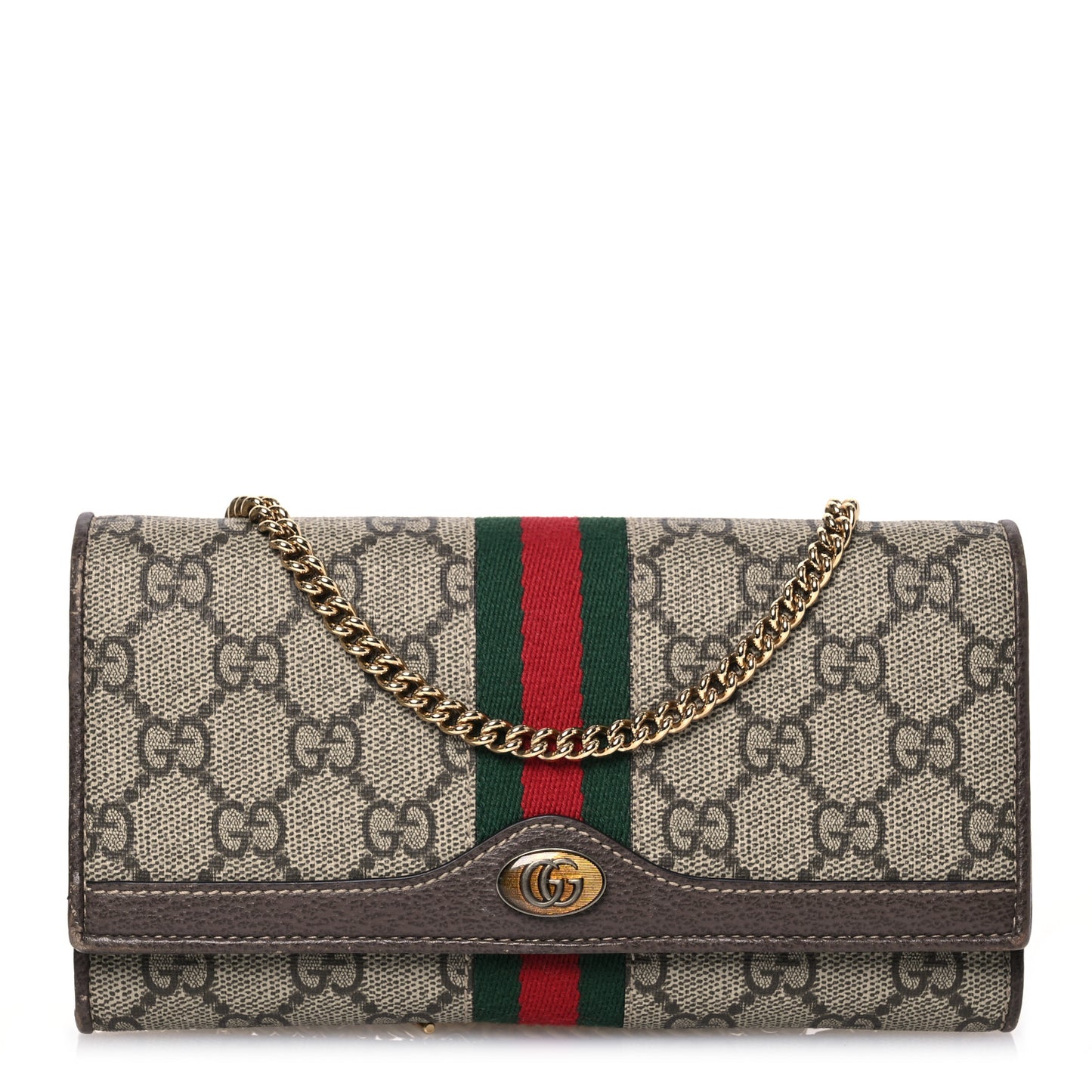 GG Supreme Monogram Web Ophidia Wallet On Chain Brown