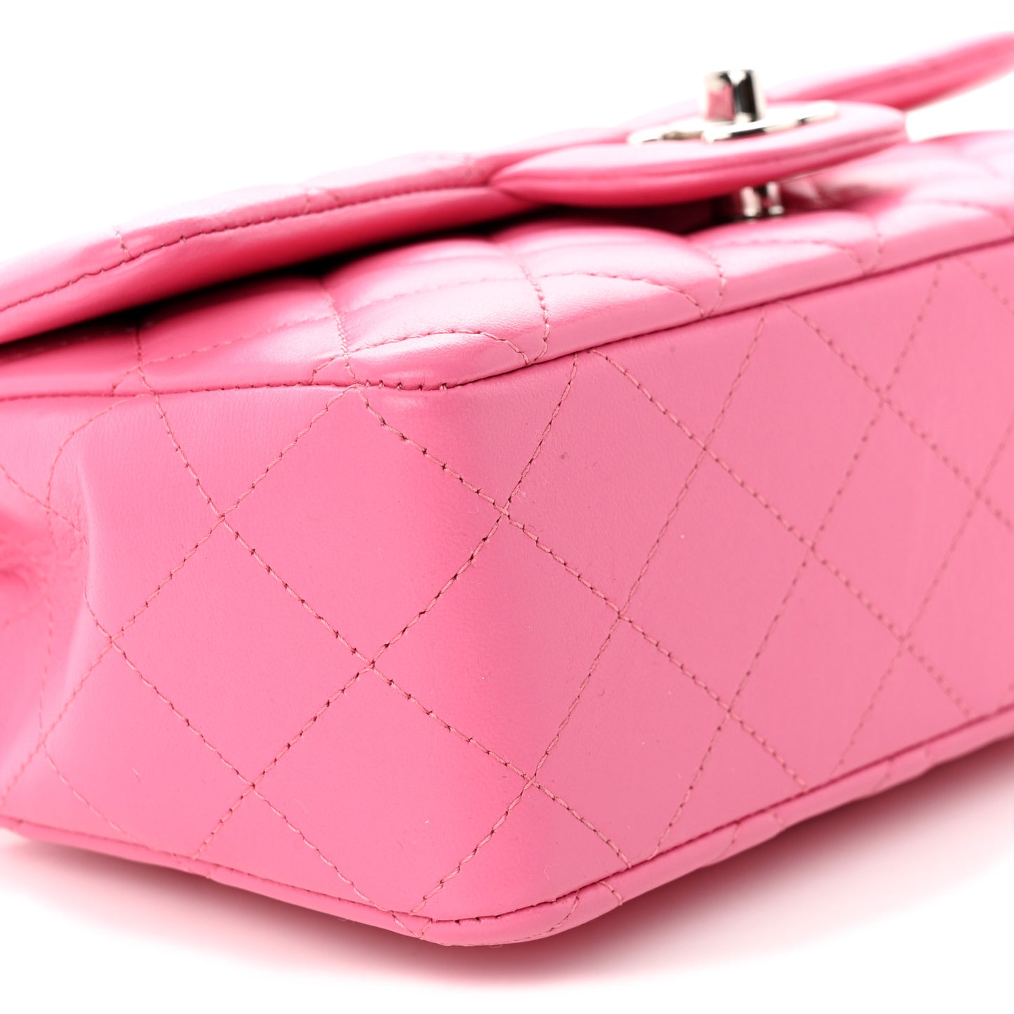 Lambskin Quilted Mini Rectangular Flap Pink