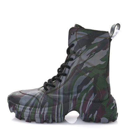Miu Miu Crackled Calfskin Camo Print Platform Combat Boots 41 Multicolor 1 of 9