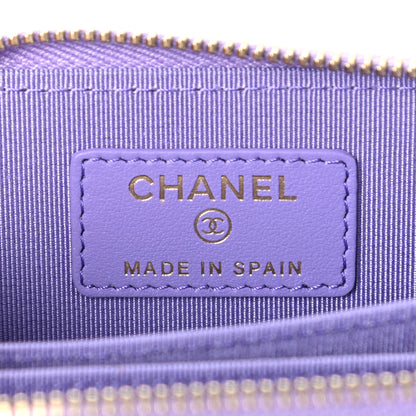 Chanel Caviar Quilted Zip Around Coin Purse Wallet Purple 6 of 7