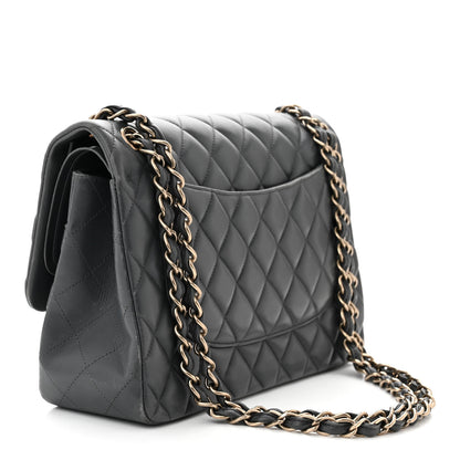 Chanel Lambskin Quilted Jumbo Double Flap Charcoal Grey 3 of 12