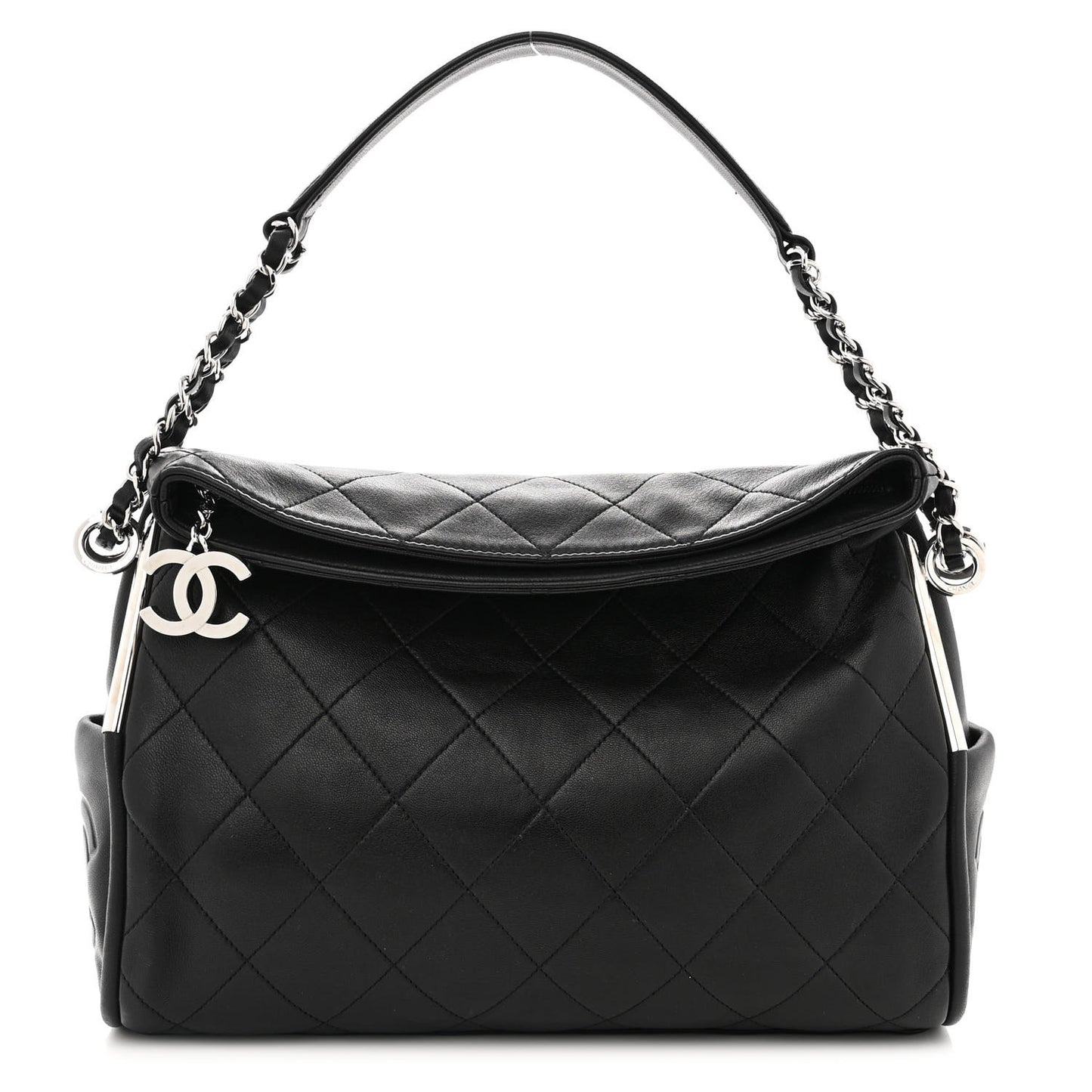 Lambskin Stitched Medium Ultimate Soft Tote Black