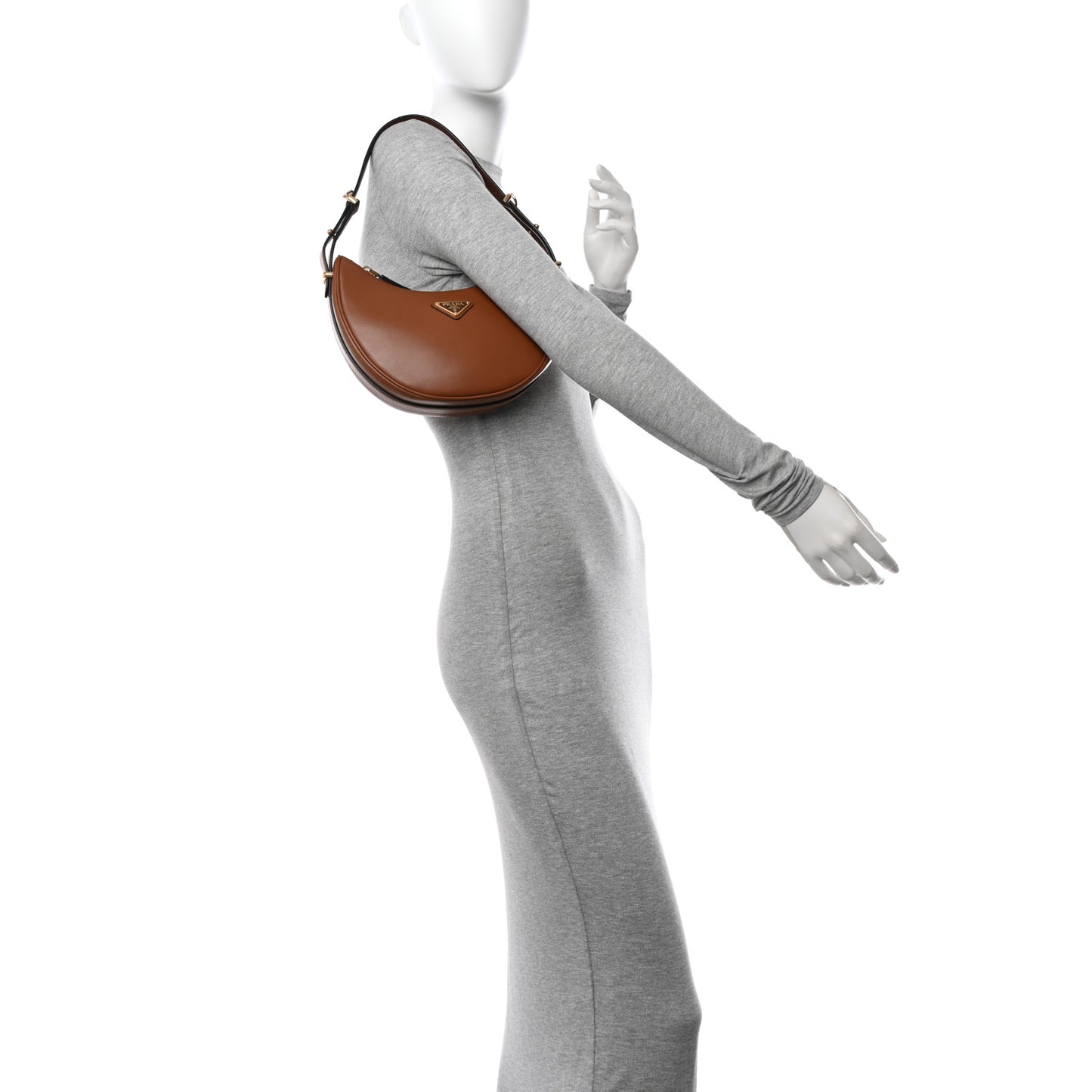 Soft Calfskin Arque Shoulder Bag Cognac