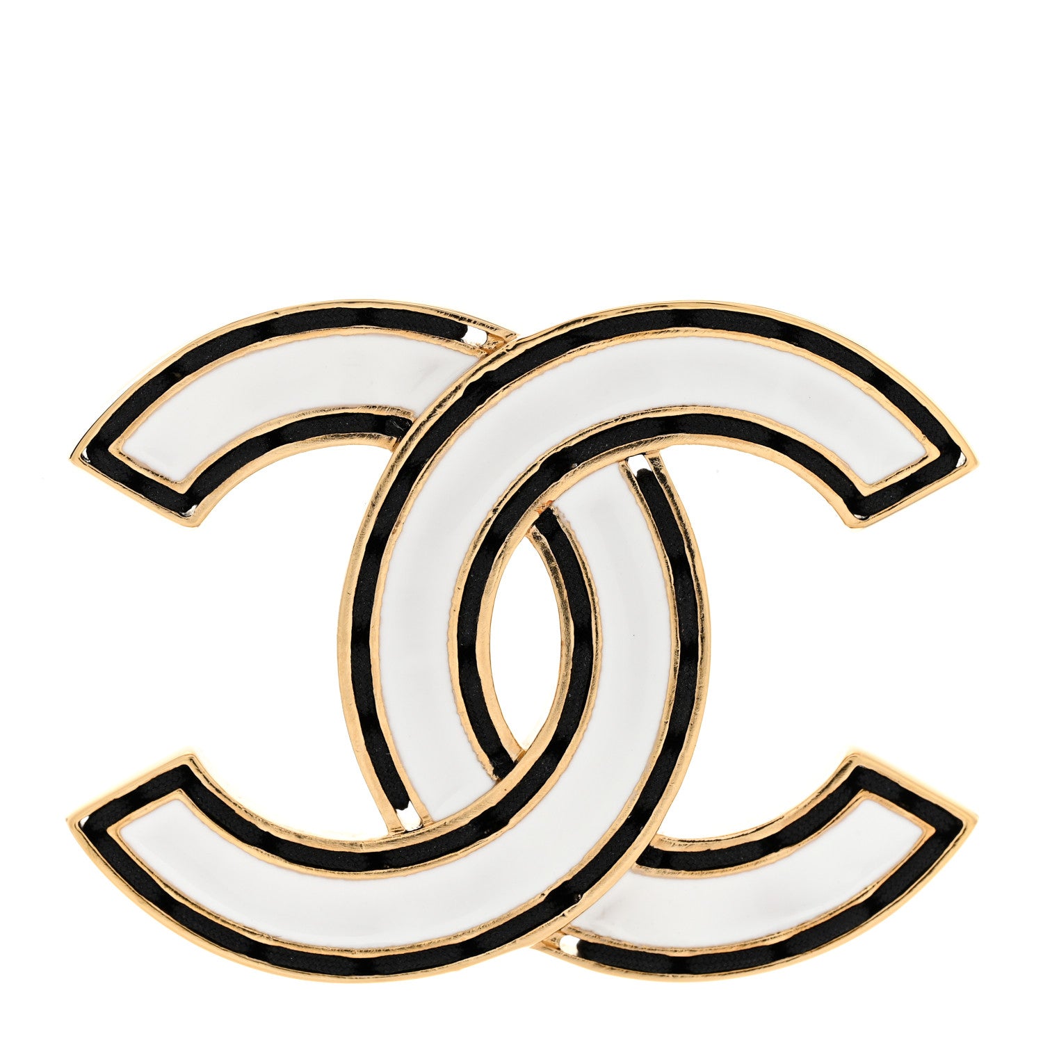Chanel Enamel CC Brooch Black White 1 of 5