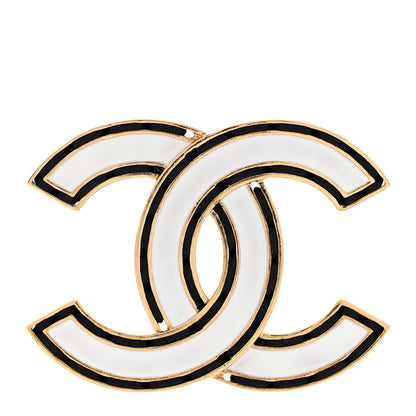 Chanel Enamel CC Brooch Black White 1 of 5