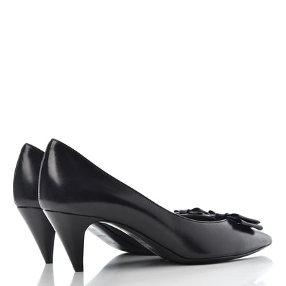 Saint Laurent Calfskin Bow Anais Pumps 37.5 Black 4 of 10
