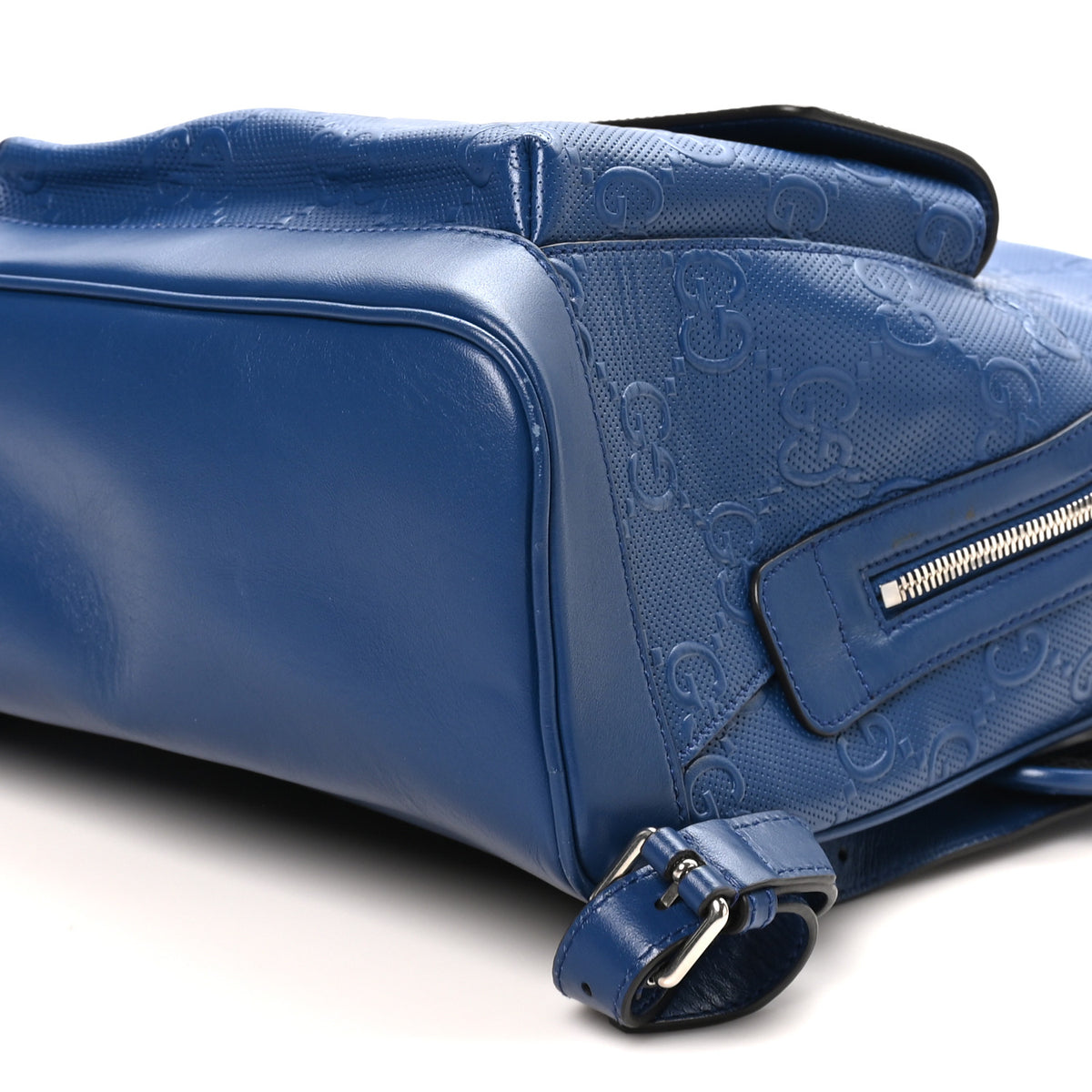 Calfskin GG Tennis Embossed Backpack Intense Metal Blue Black