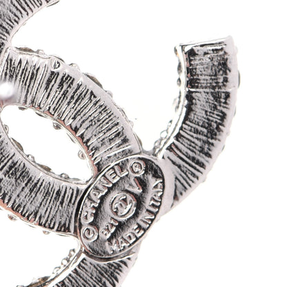 Chanel Crystal CC Treasure Chest Earrings Silver 3 of 5