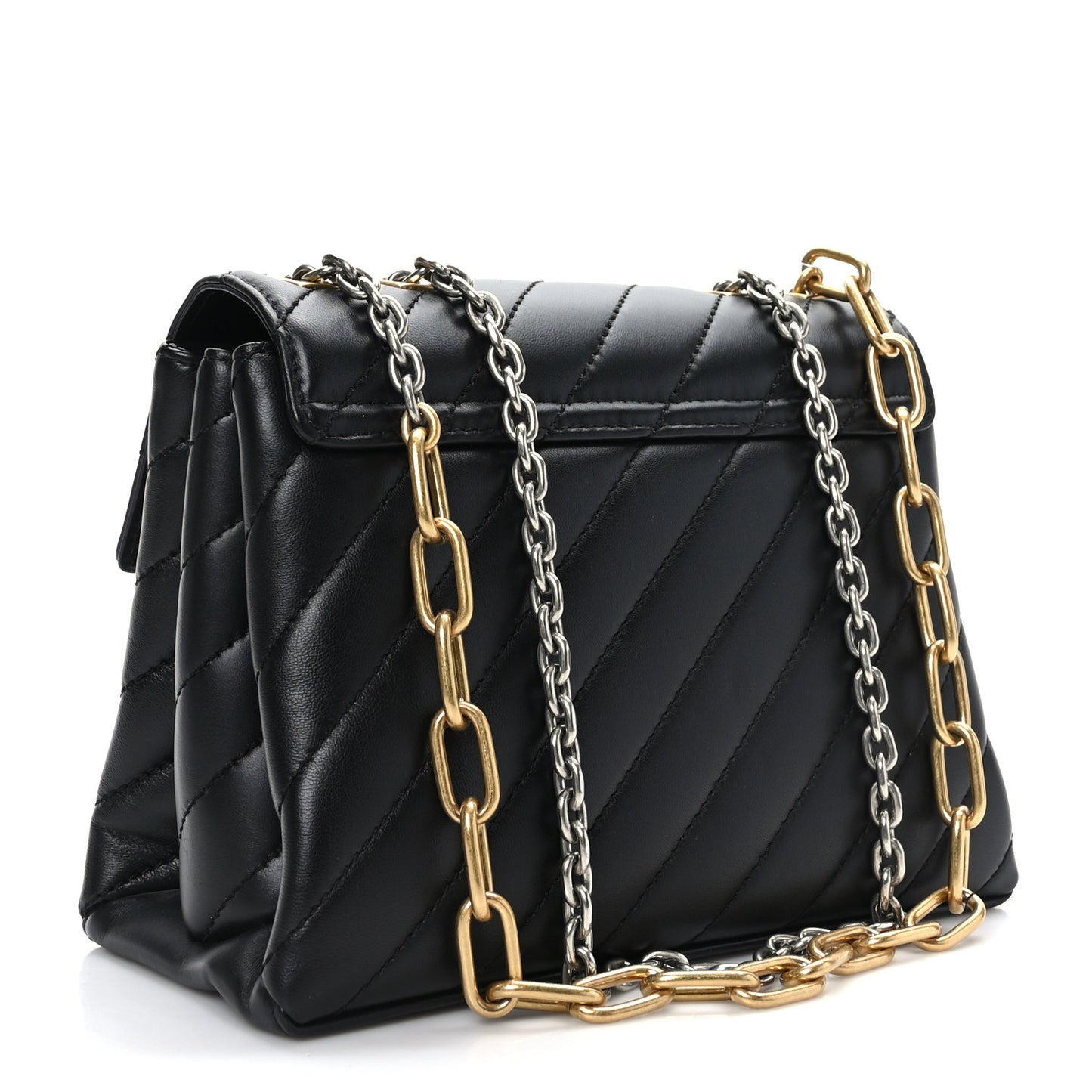 Calfskin Diagonal Quilted Jackhammer 24 Shoulder Bag Black