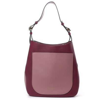 Burberry Soft Grain Calfskin Bi-Color Small Elmstone Hobo Dark Plum Dusty Pink 1 of 13