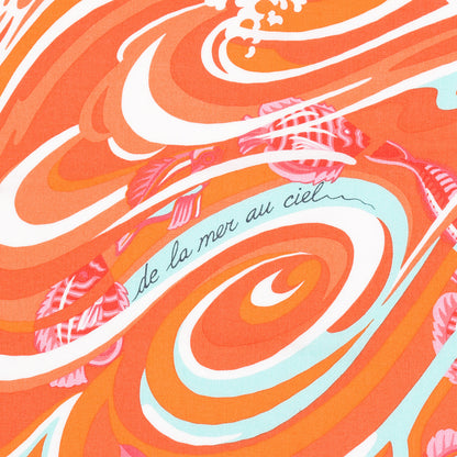 Hermes Cashmere Silk De La Mer Au Ciel Shawl 140 Orange Vert Corail 5 of 9