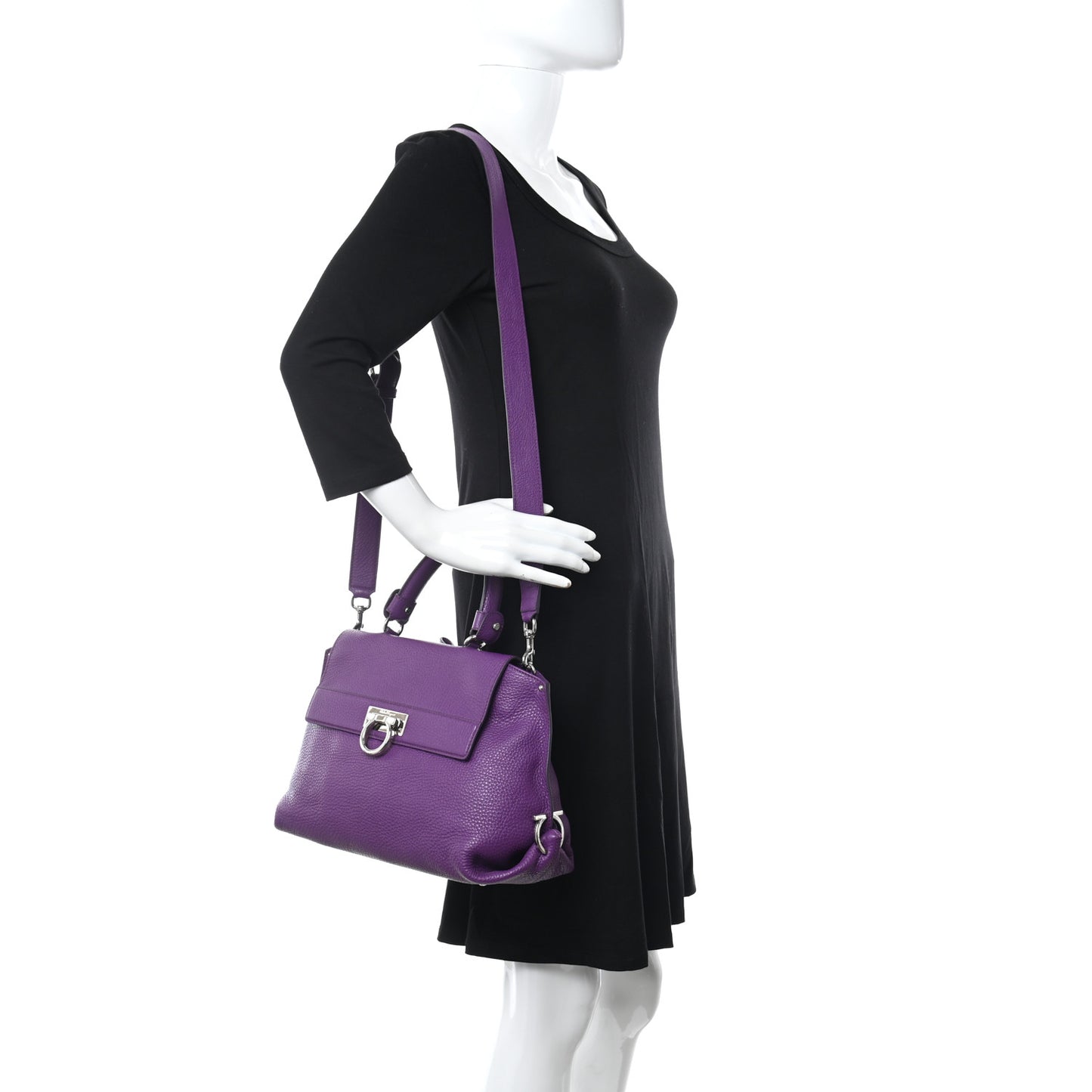 Grained Calfskin Sofia Satchel Purple