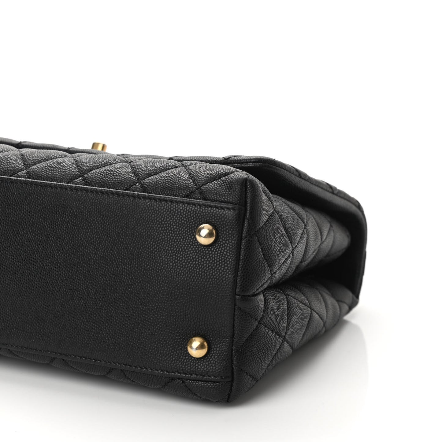 Caviar Lizard Embossed Quilted Small Coco Handle Flap Black