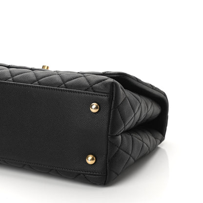 Chanel Caviar Lizard Embossed Quilted Small Coco Handle Flap Black 10 of 11