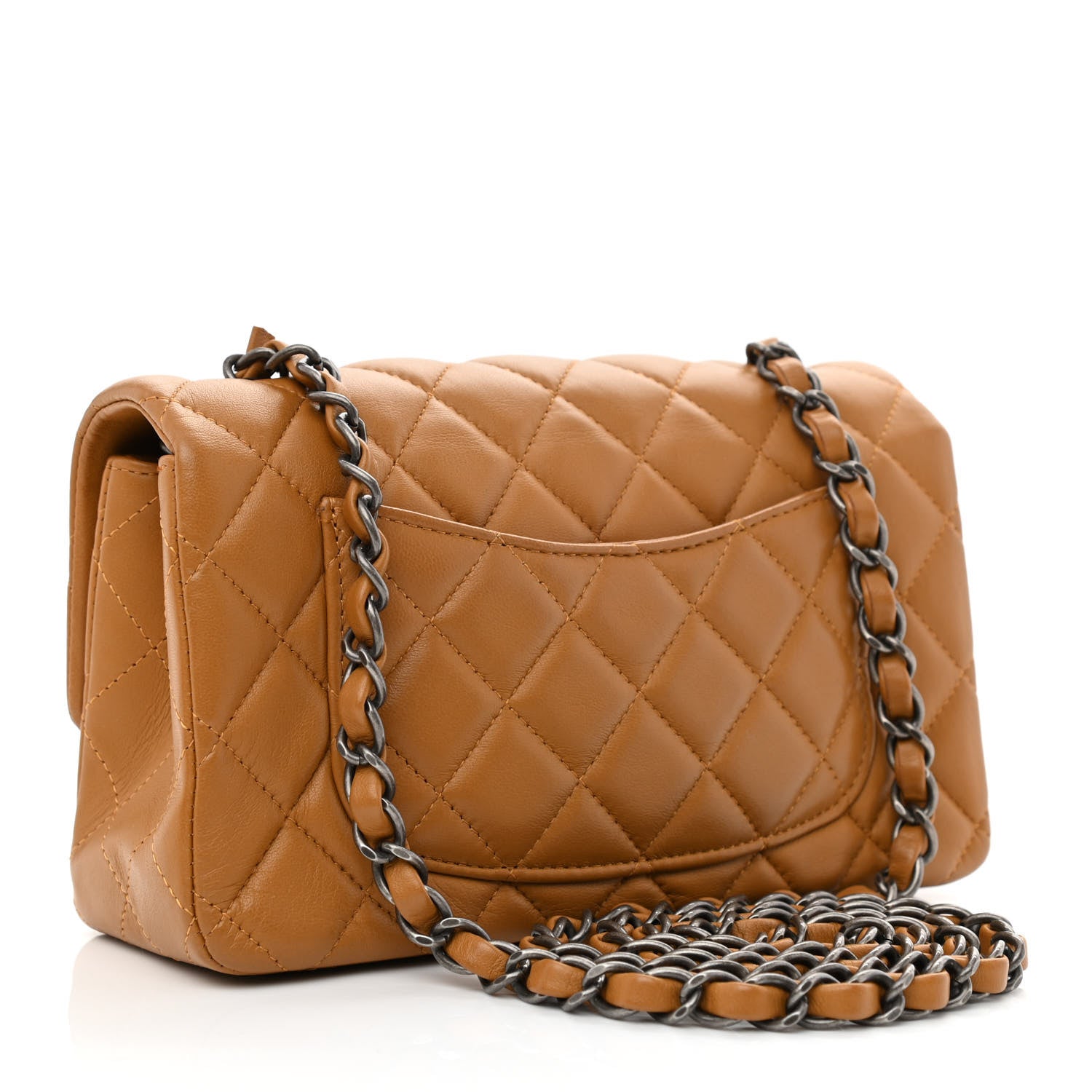 Chanel Lambskin Quilted Mini Rectangular Flap Camel 3 of 10