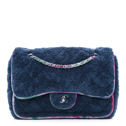 Chanel Mixed Fibers Quilted Large Flap Bag Navy Blue 1 of 10