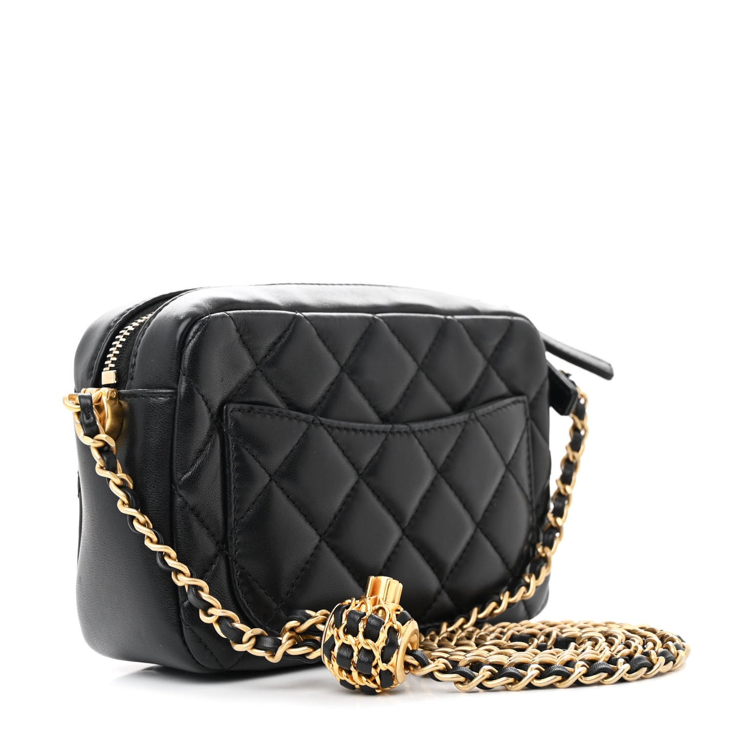 Lambskin Quilted CC Pearl Crush Camera Case Black