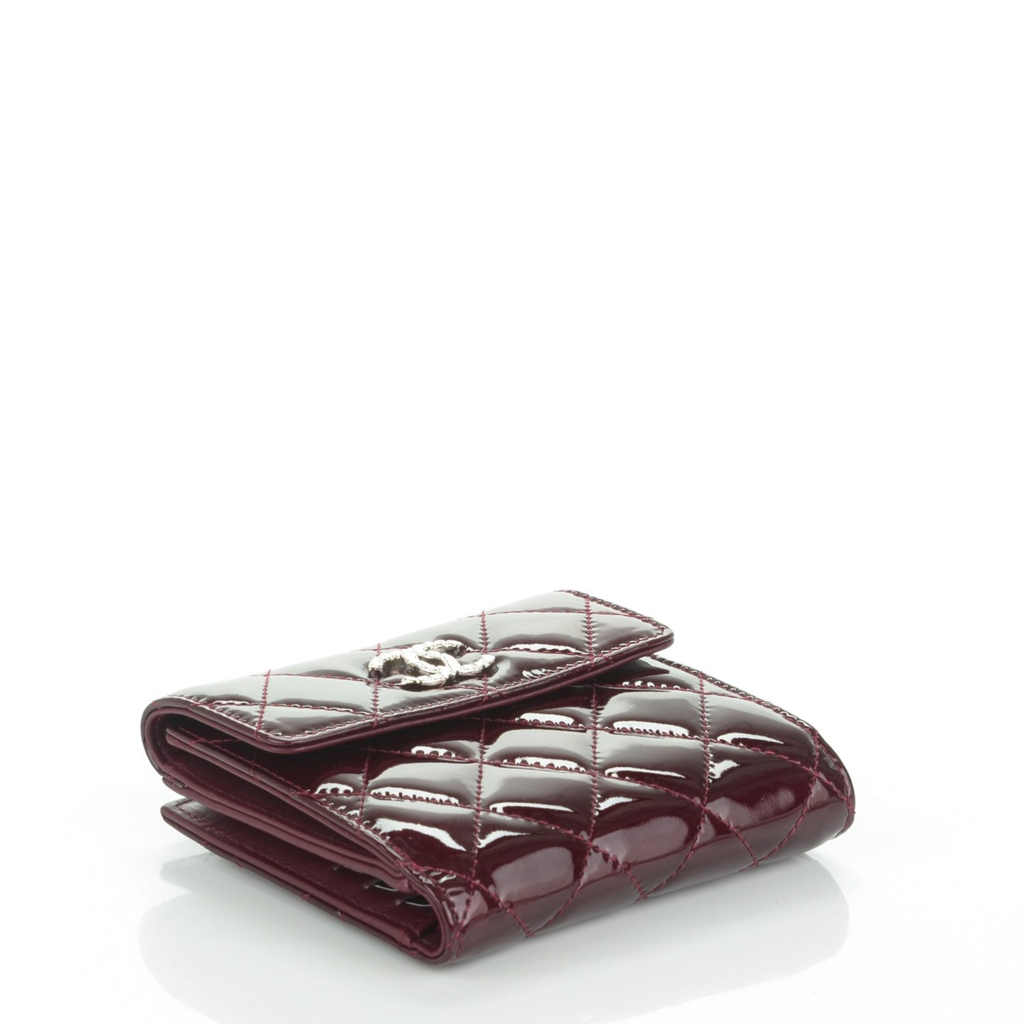 Patent Brilliant Compact Wallet Burgundy