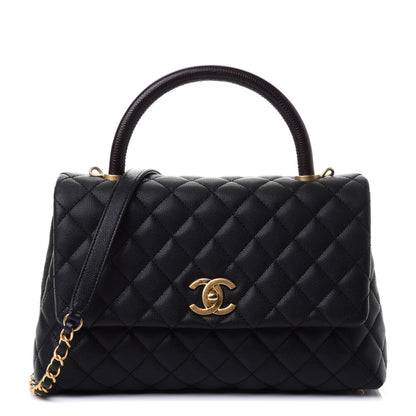Chanel Caviar Lizard Embossed Quilted Small Coco Handle Flap Black 1 of 4