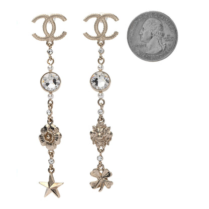 Chanel Crystal Pearl CC Charms Drop Earrings Gold 2 of 4