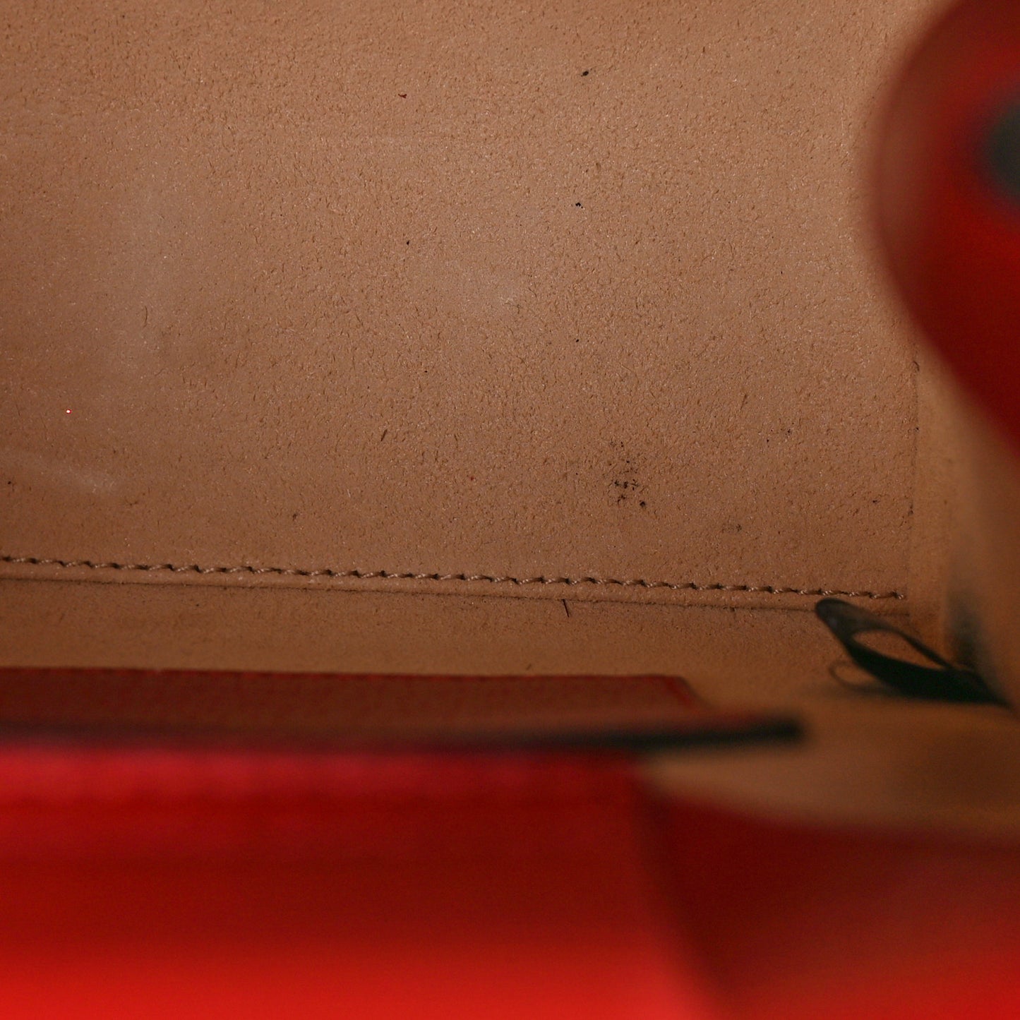 Textured Dollar Calfskin Web Mini Diana Tote Bag Red