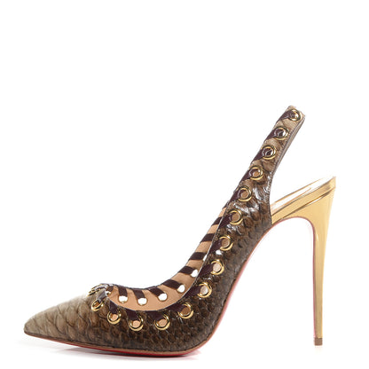 Christian Louboutin Snakeskin Ostri 100 Slingback Pumps 41 Natural 1 of 5