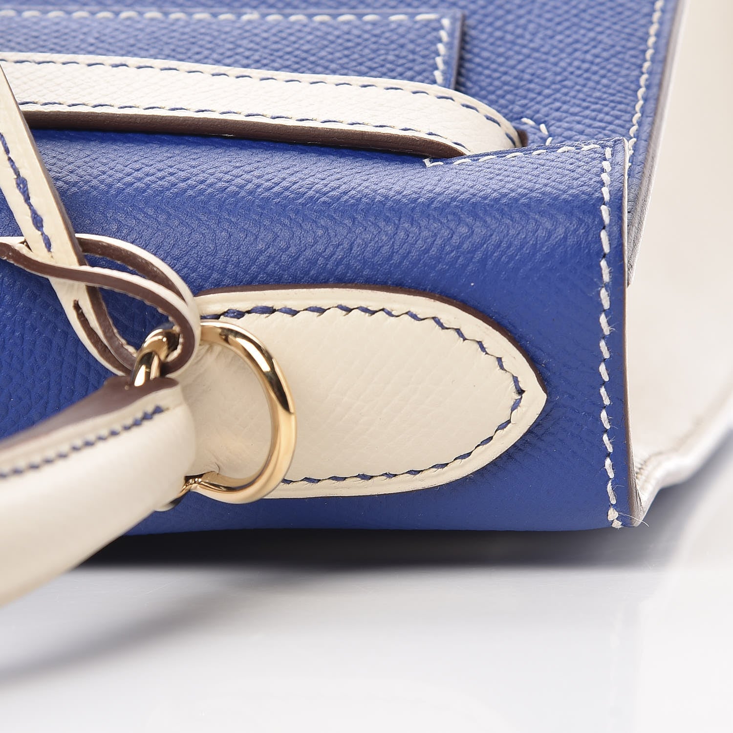 Hermes Epsom Horseshoe Kelly Sellier 28 Bleu Electrique Craie 14 of 35