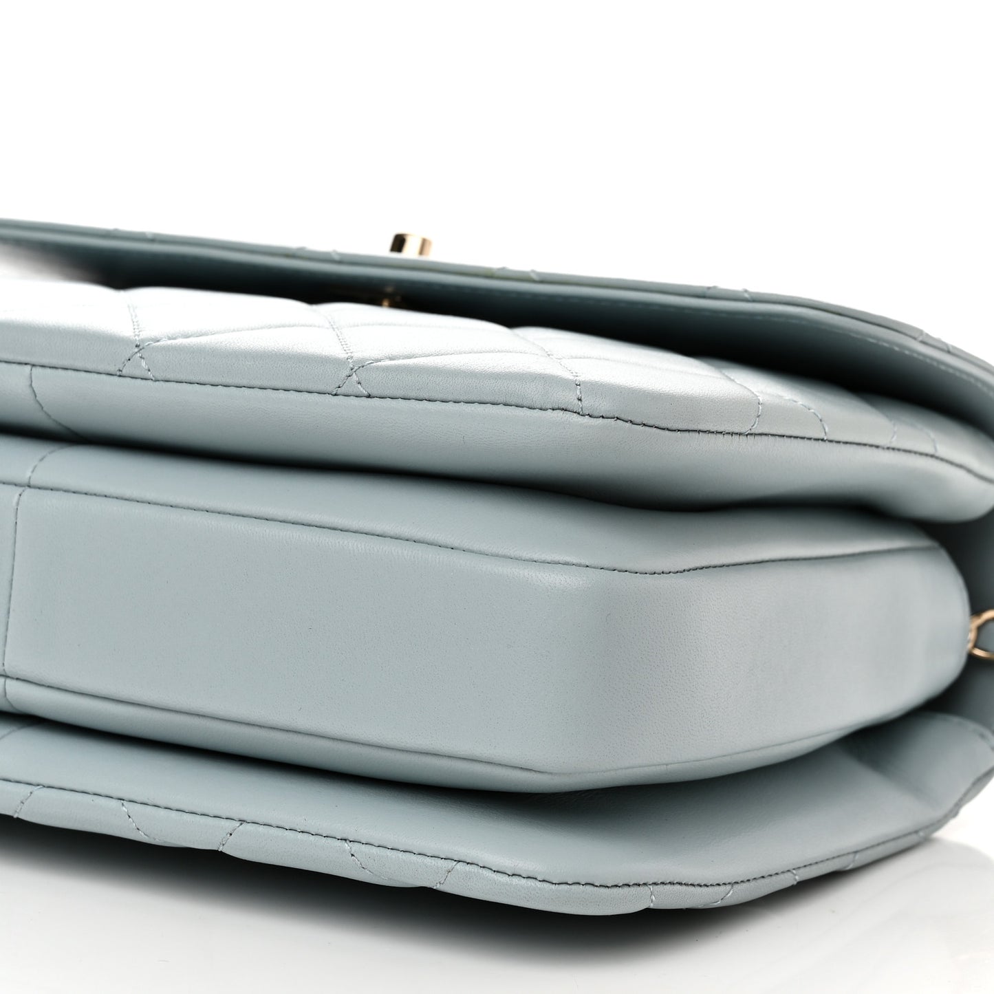 Lambskin Quilted Small Trendy CC Flap Dual Handle Bag Light Blue