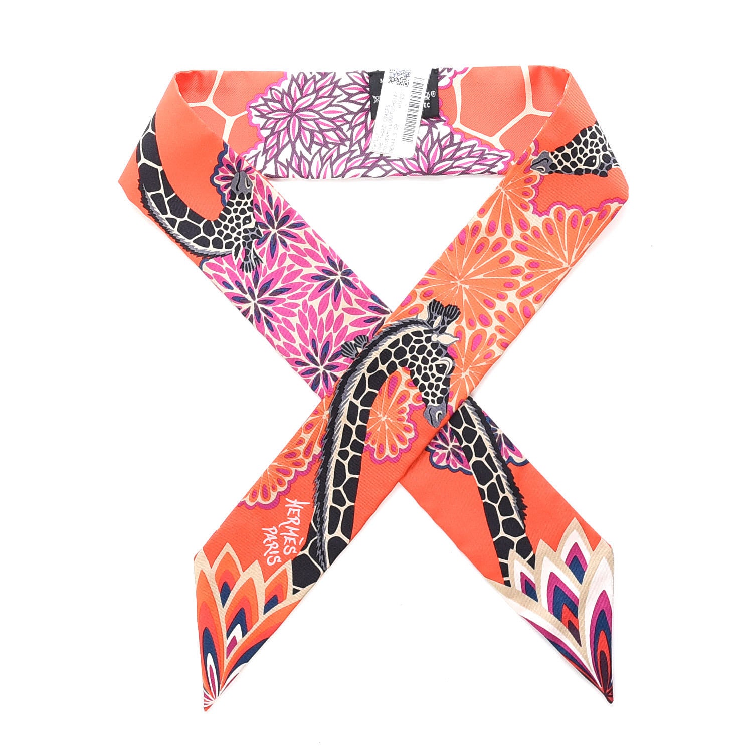 Hermes Silk The Three Graces Twilly Vermillion Fuchsia 1 of 4