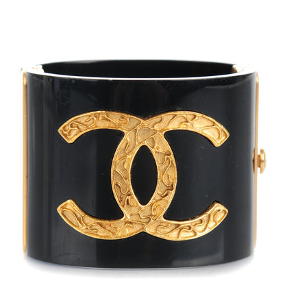 Chanel Resin CC Cuff Black Gold 1 of 5