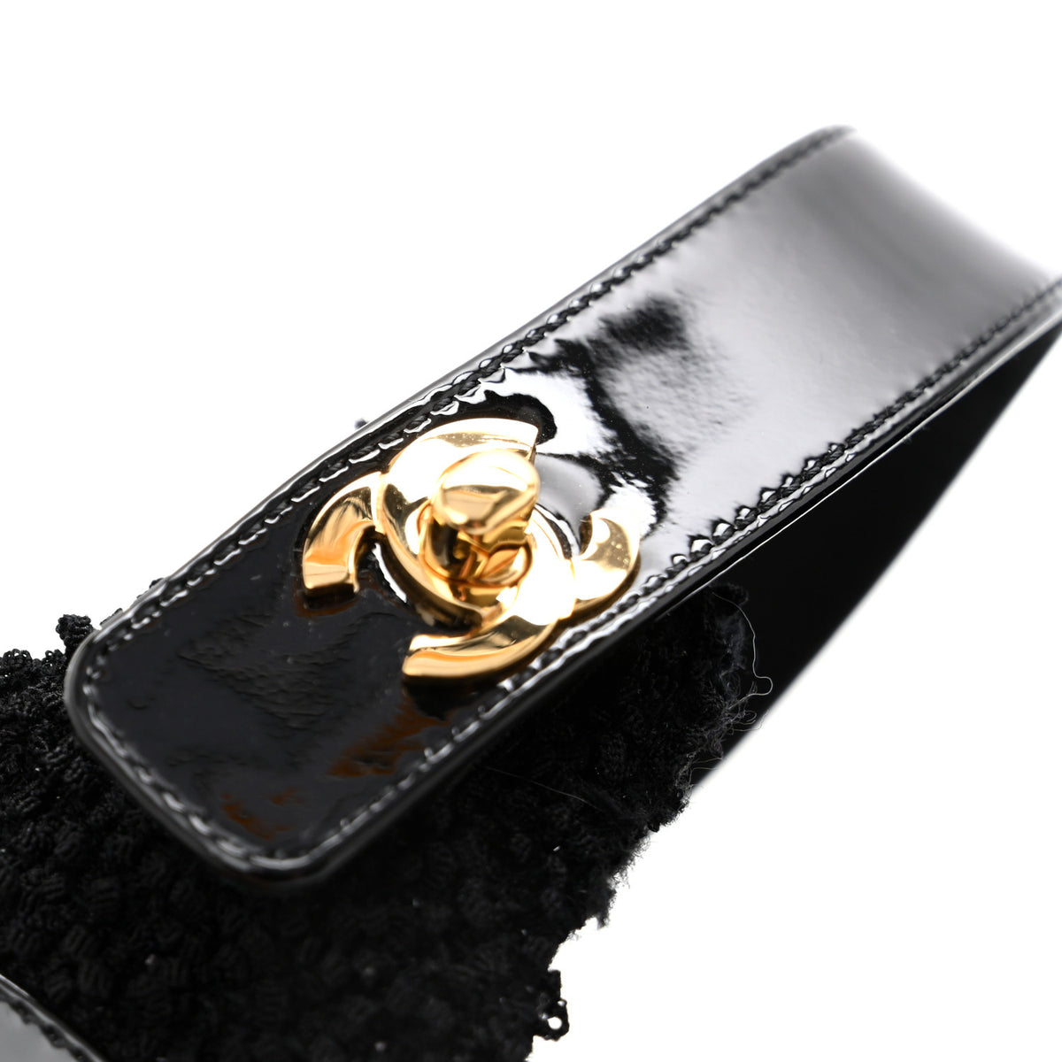 Chanel Tweed Patent Cap Toe Ballerina Flats 37.5 Black 10 of 11